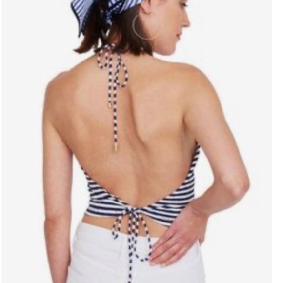 Mark D. Sikes, NWT, MDS Blue and White Halter top, One size - Picture 3 of 8